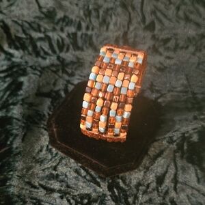 Beaded Bracelet with Brown and Blue Accents